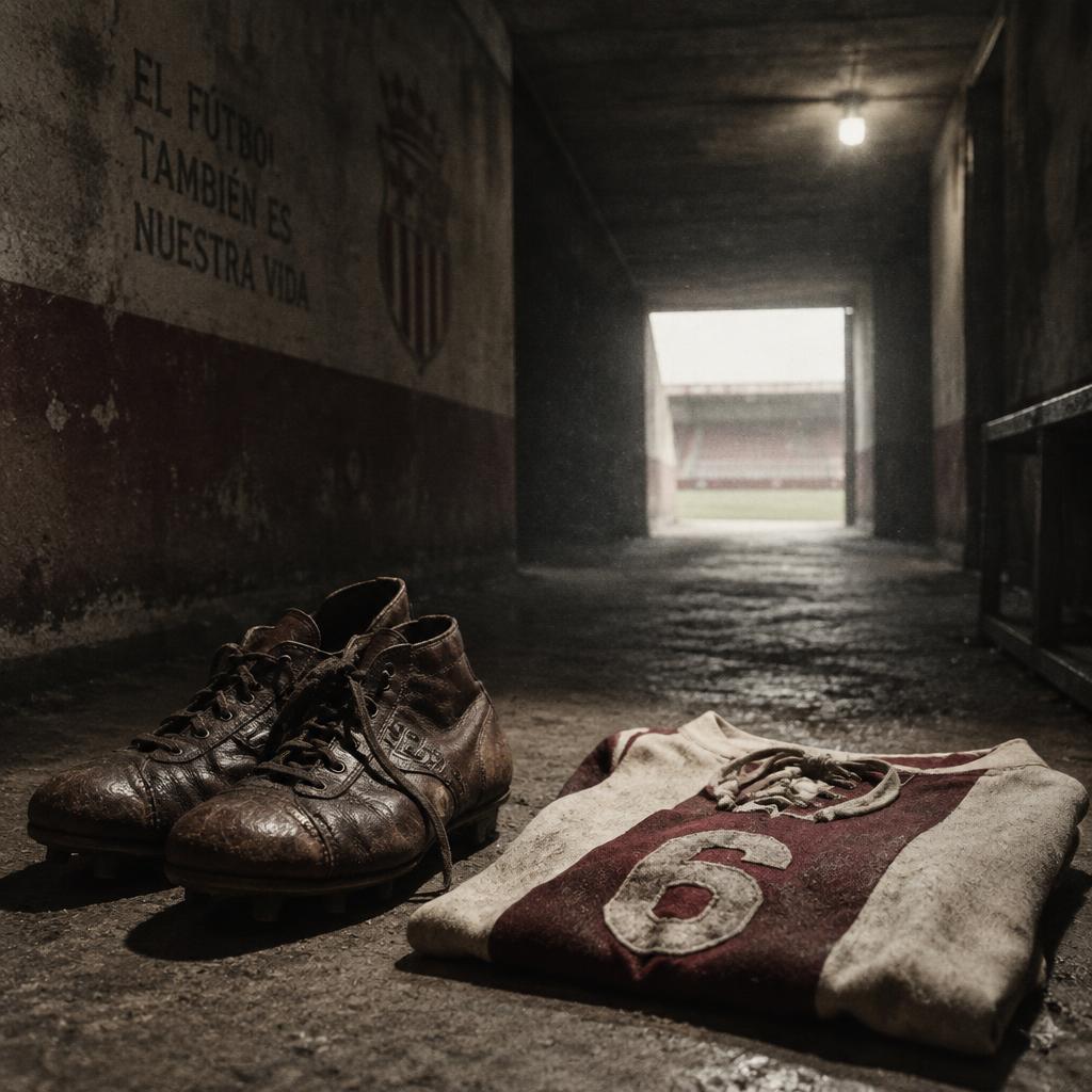 Botas de cuero gastadas y camiseta vintage en un túnel de hormigón